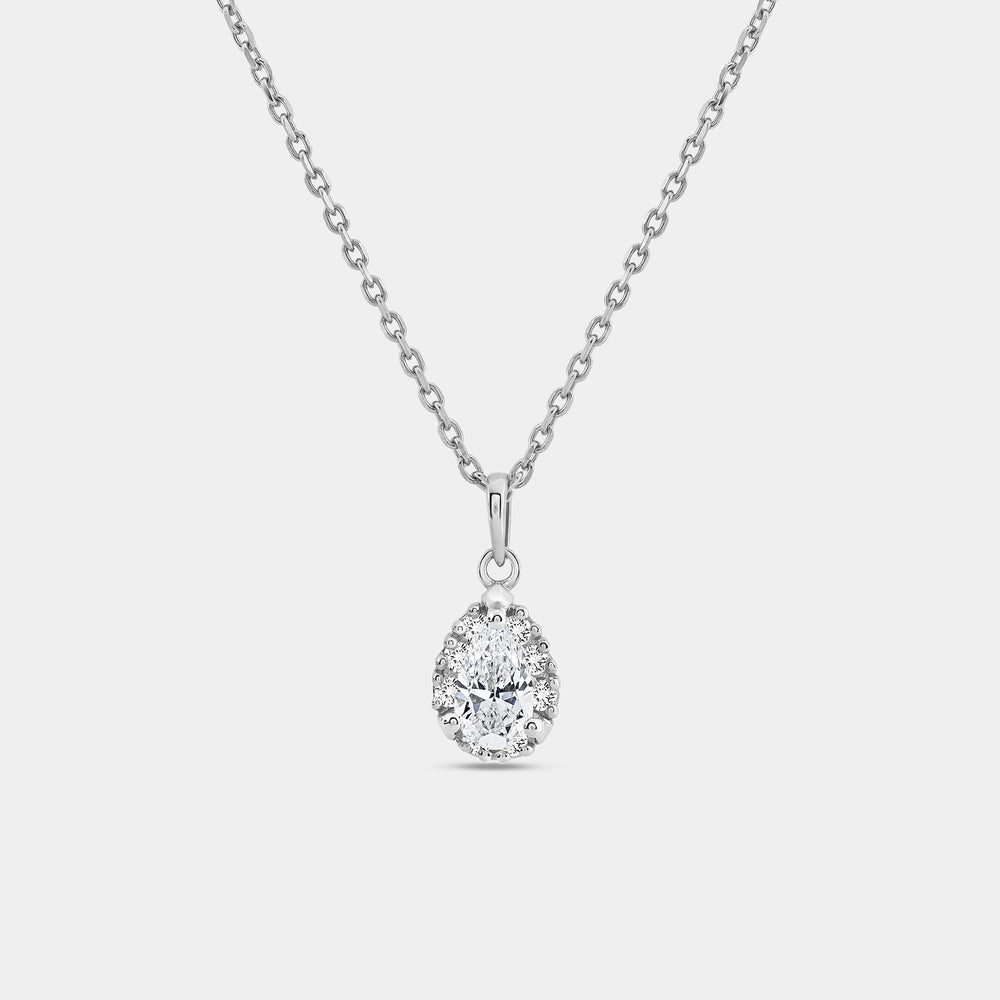 Gilded 1/2 Carat Lab-Grown Diamond Pear-Shaped Hidden Halo Solitaire Plus Pendant