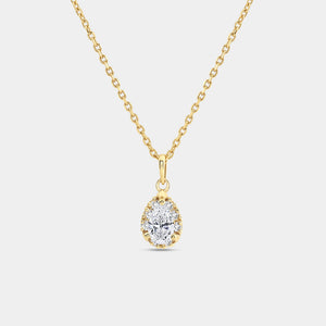 Gilded 1/2 Carat Lab-Grown Diamond Pear-Shaped Hidden Halo Solitaire Plus Pendant