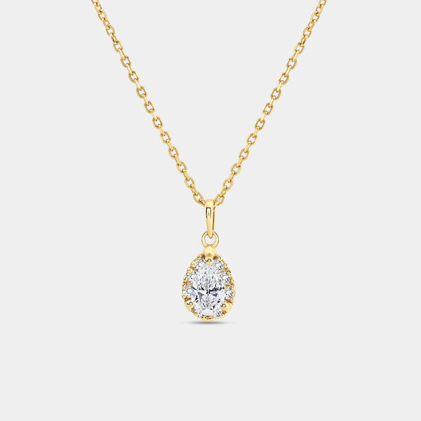 Gilded 1/2 Carat Lab-Grown Diamond Pear-Shaped Hidden Halo Solitaire Plus Pendant