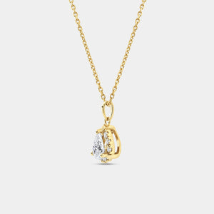 Gilded 1/2 Carat Lab-Grown Diamond Pear-Shaped Hidden Halo Solitaire Plus Pendant