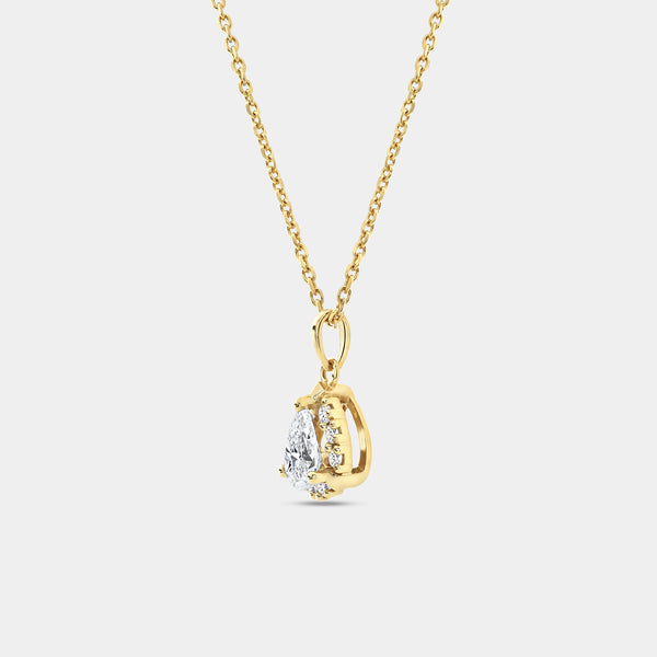 Gilded 1/2 Carat Lab-Grown Diamond Pear-Shaped Hidden Halo Solitaire Plus Pendant