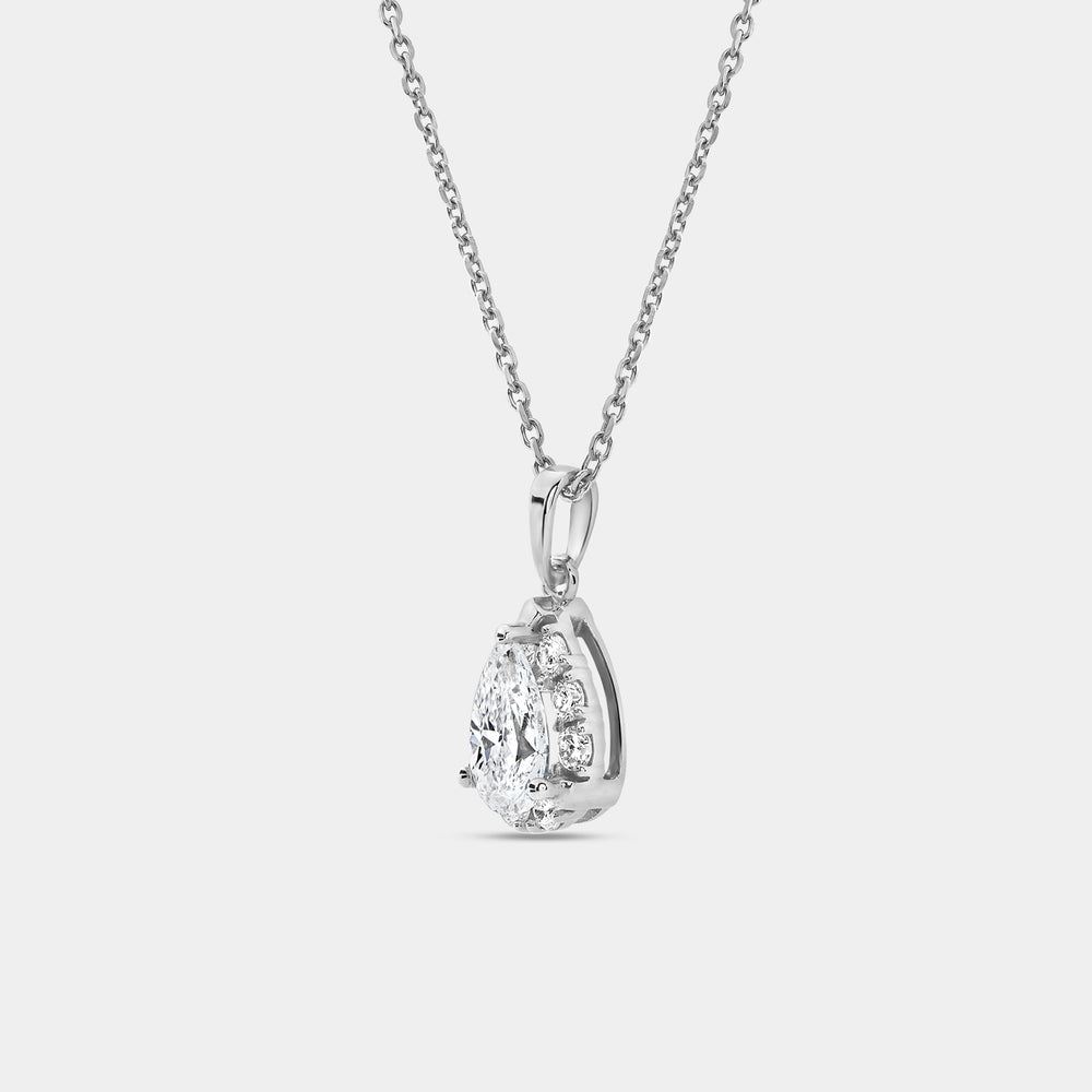 Gilded 1 Carat Lab-Grown Diamond Pear-Shaped Hidden Halo Solitaire Plus Pendant