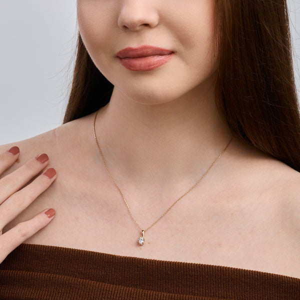 Gilded 1/2 Carat Lab-Grown Diamond Oval-Shaped Hidden Halo Solitaire Plus Pendant