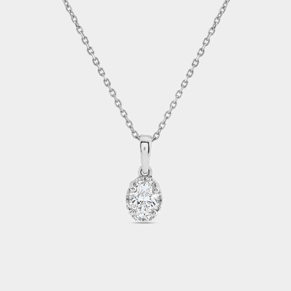 Gilded 1/2 Carat Lab-Grown Diamond Oval-Shaped Hidden Halo Solitaire Plus Pendant