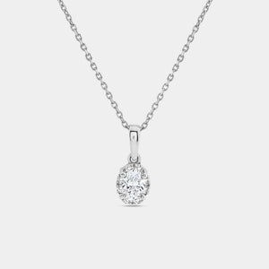 Gilded 1/2 Carat Lab-Grown Diamond Oval-Shaped Hidden Halo Solitaire Plus Pendant