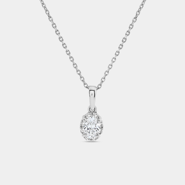 Gilded 1/2 Carat Lab-Grown Diamond Oval-Shaped Hidden Halo Solitaire Plus Pendant