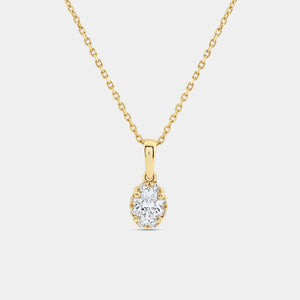Gilded 1/2 Carat Lab-Grown Diamond Oval-Shaped Hidden Halo Solitaire Plus Pendant