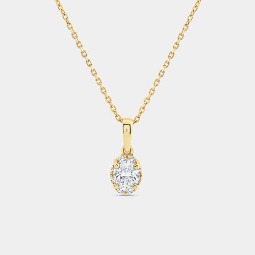 Gilded 1/2 Carat Lab-Grown Diamond Oval-Shaped Hidden Halo Solitaire Plus Pendant