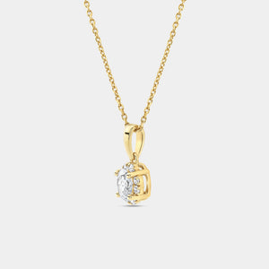 Gilded 1/2 Carat Lab-Grown Diamond Oval-Shaped Hidden Halo Solitaire Plus Pendant