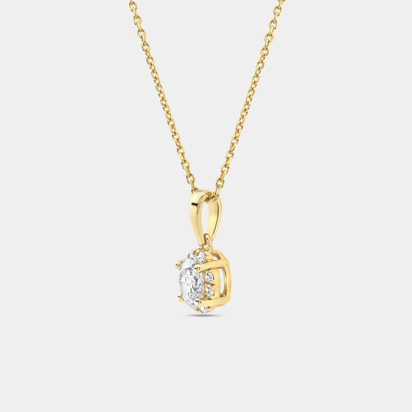 Gilded 1/2 Carat Lab-Grown Diamond Oval-Shaped Hidden Halo Solitaire Plus Pendant