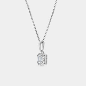Gilded 1/2 Carat Lab-Grown Diamond Emerald-Cut Hidden Halo Solitaire Plus Pendant