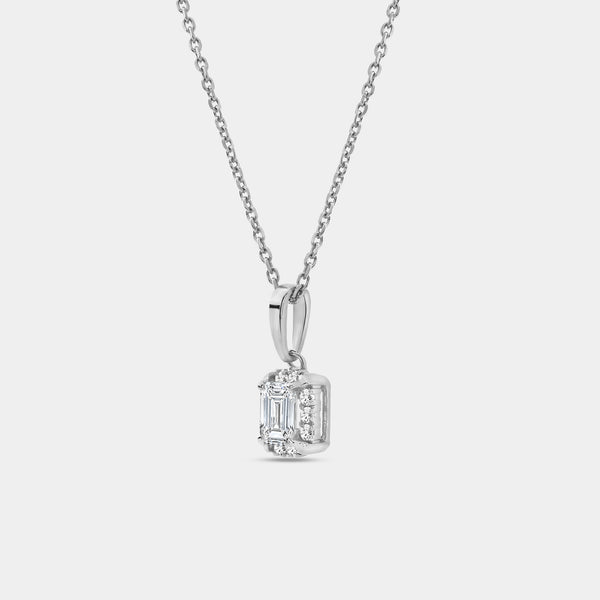 Gilded 1/2 Carat Lab-Grown Diamond Emerald-Cut Hidden Halo Solitaire Plus Pendant