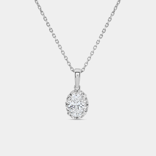 Gilded 1 Carat Lab-Grown Diamond Oval-Shaped Hidden Halo Solitaire Plus Pendant
