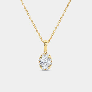 Gilded 1 Carat Lab-Grown Diamond Oval-Shaped Hidden Halo Solitaire Plus Pendant