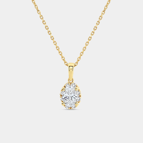 Gilded 1 Carat Lab-Grown Diamond Oval-Shaped Hidden Halo Solitaire Plus Pendant