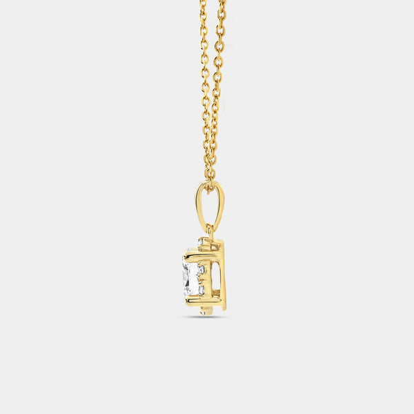 Gilded 1 Carat Lab-Grown Diamond Oval-Shaped Hidden Halo Solitaire Plus Pendant