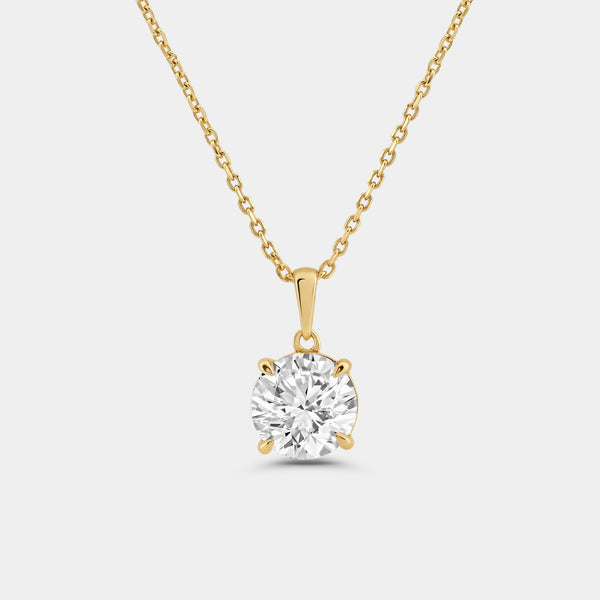 3 Carat Lab-Grown Diamond Round-Shaped Classic Solitaire Pendant — GILDED New York