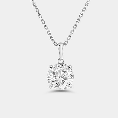 Gilded 3 Carat Lab-Grown Diamond Round-Shaped Classic Solitaire Pendant