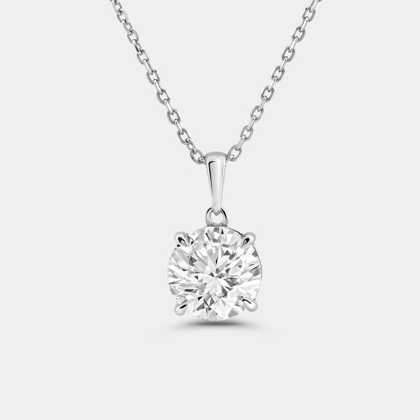 3 Carat Lab-Grown Diamond Round-Shaped Classic Solitaire Pendant — GILDED New York