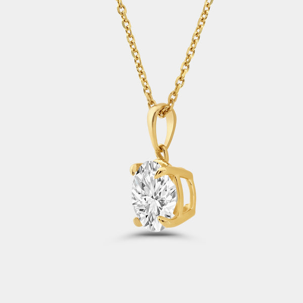 3 Carat Lab-Grown Diamond Round-Shaped Classic Solitaire Pendant — GILDED New York