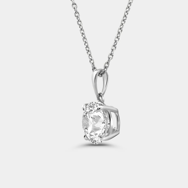 3 Carat Lab-Grown Diamond Round-Shaped Classic Solitaire Pendant — GILDED New York