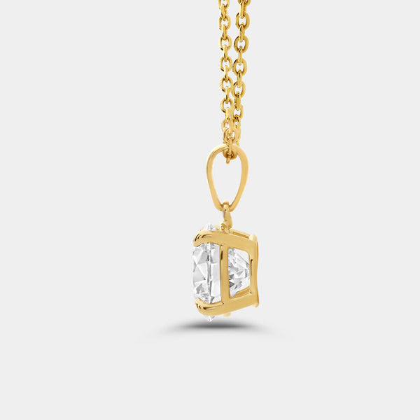 3 Carat Lab-Grown Diamond Round-Shaped Classic Solitaire Pendant — GILDED New York