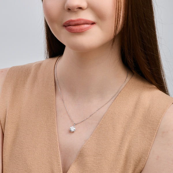 3 Carat Lab-Grown Diamond Round-Shaped Classic Solitaire Pendant — GILDED New York