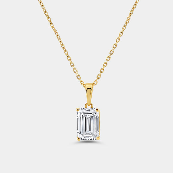 2 Carat Lab-Grown Diamond Emerald-Cut Classic Solitaire Pendant — GILDED New York