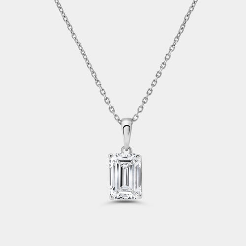 Gilded 2 Carat Lab-Grown Diamond Emerald-Cut Classic Solitaire Pendant