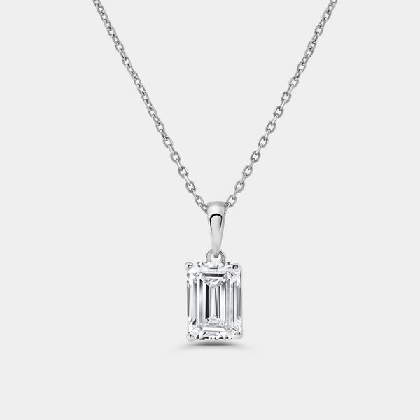 2 Carat Lab-Grown Diamond Emerald-Cut Classic Solitaire Pendant — GILDED New York