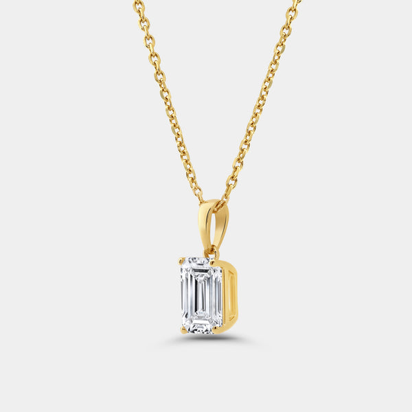 2 Carat Lab-Grown Diamond Emerald-Cut Classic Solitaire Pendant — GILDED New York