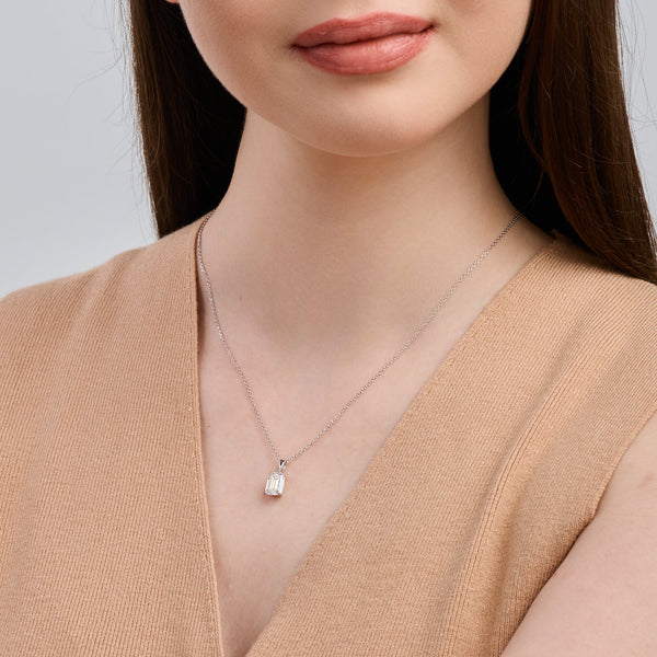 2 Carat Lab-Grown Diamond Emerald-Cut Classic Solitaire Pendant — GILDED New York