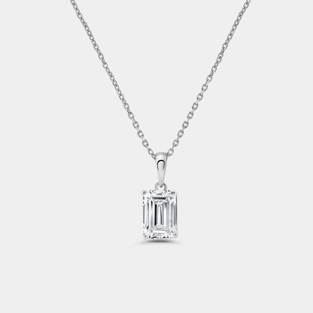 Gilded 2 Carat Lab-Grown Diamond Emerald-Cut Classic Solitaire Pendant