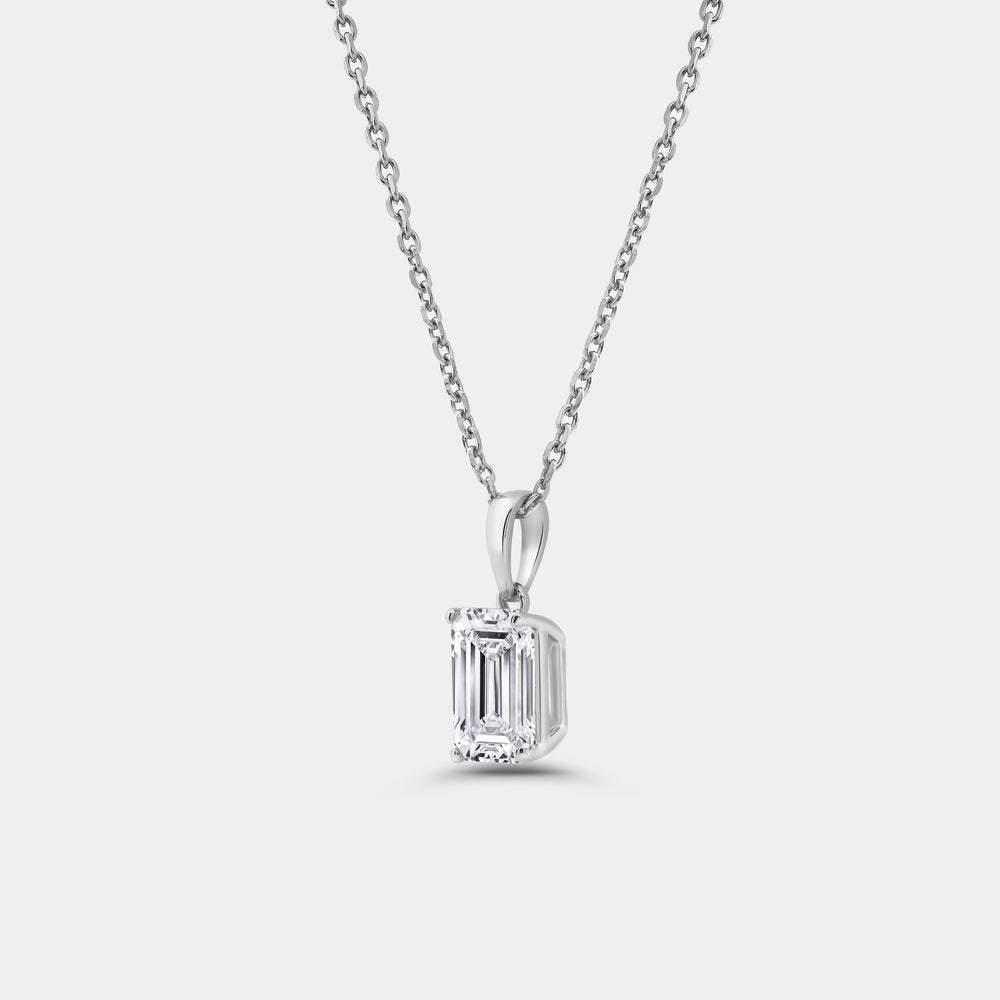 Gilded 2 Carat Lab-Grown Diamond Emerald-Cut Classic Solitaire Pendant