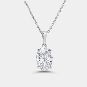 Gilded 2 Carat Lab-Grown Diamond Oval-Shaped Classic Solitaire Pendant