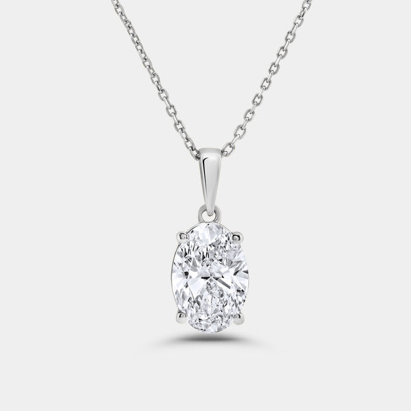 2 Carat Lab-Grown Diamond Oval-Shaped Classic Solitaire Pendant — GILDED New York