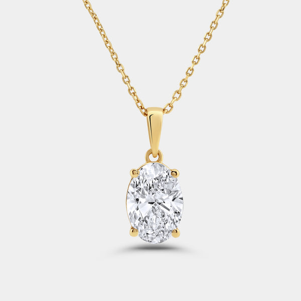 2 Carat Lab-Grown Diamond Oval-Shaped Classic Solitaire Pendant — GILDED New York