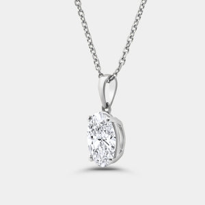 Gilded 2 Carat Lab-Grown Diamond Oval-Shaped Classic Solitaire Pendant