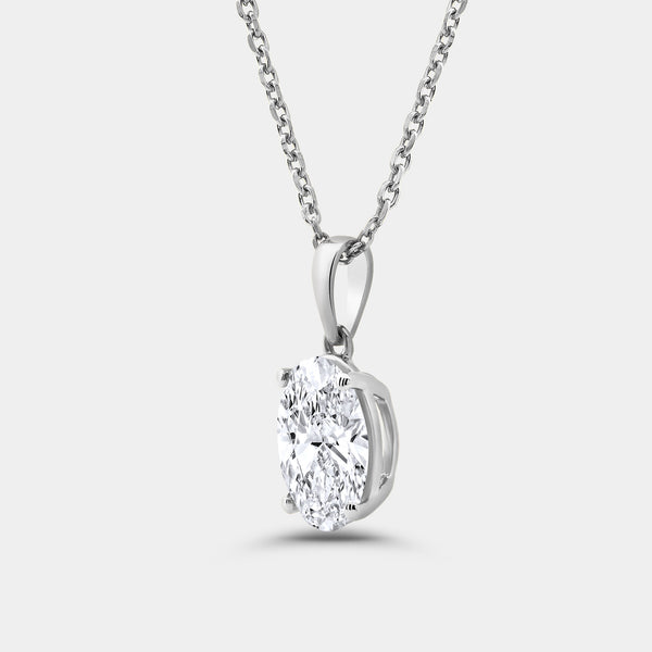 2 Carat Lab-Grown Diamond Oval-Shaped Classic Solitaire Pendant — GILDED New York