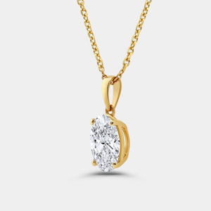 Gilded 2 Carat Lab-Grown Diamond Oval-Shaped Classic Solitaire Pendant