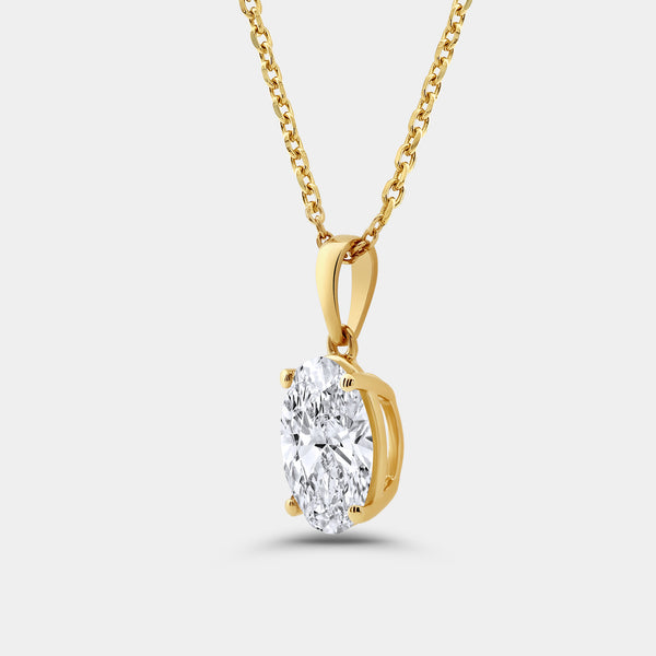 2 Carat Lab-Grown Diamond Oval-Shaped Classic Solitaire Pendant — GILDED New York