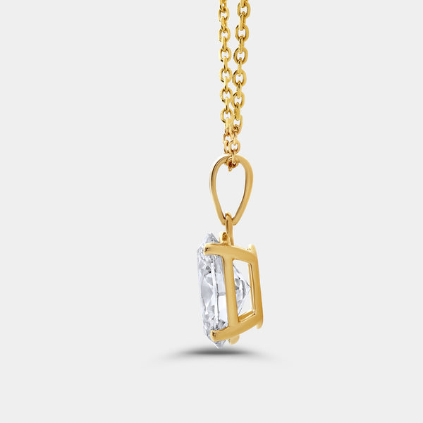 2 Carat Lab-Grown Diamond Oval-Shaped Classic Solitaire Pendant — GILDED New York