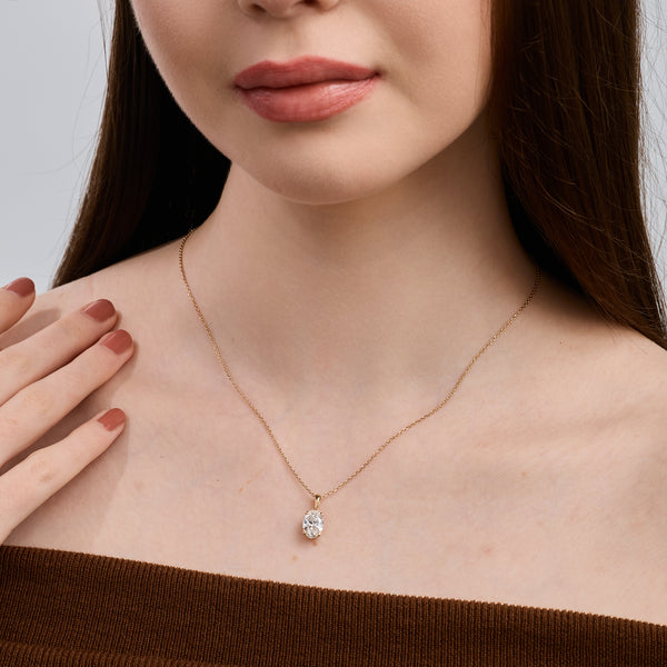 2 Carat Lab-Grown Diamond Oval-Shaped Classic Solitaire Pendant — GILDED New York