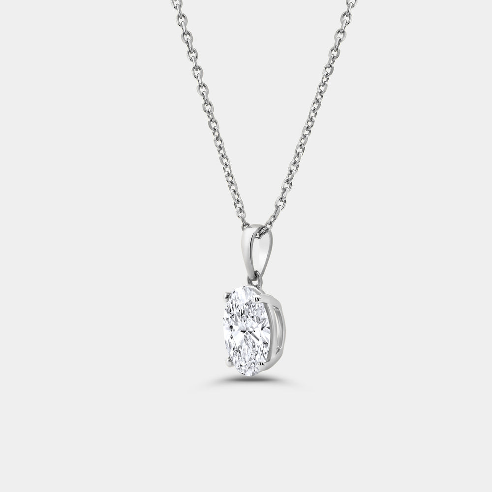 Gilded 2 Carat Lab-Grown Diamond Oval-Shaped Classic Solitaire Pendant