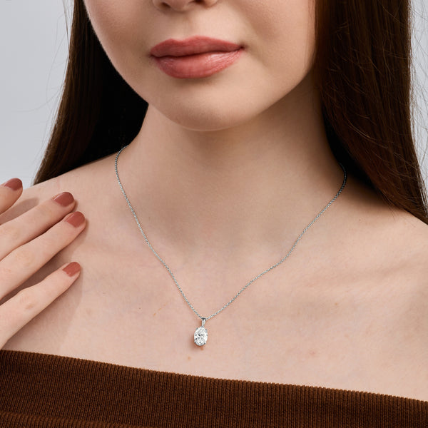 2 Carat Lab-Grown Diamond Oval-Shaped Classic Solitaire Pendant — GILDED New York