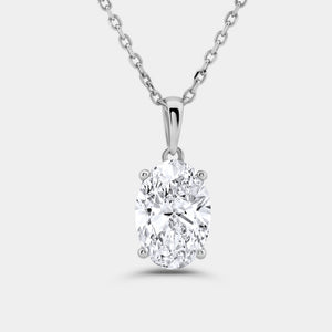 Gilded 3 Carat Lab-Grown Diamond Oval-Shaped Classic Solitaire Pendant