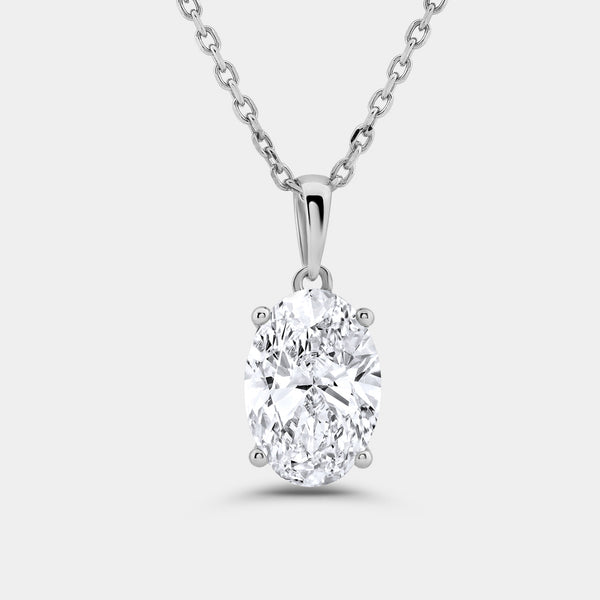 3 Carat Lab-Grown Diamond Oval-Shaped Classic Solitaire Pendant — GILDED New York