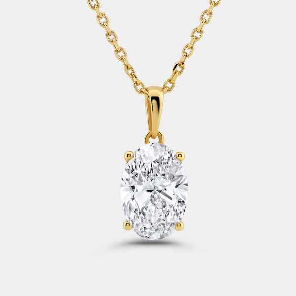 3 Carat Lab-Grown Diamond Oval-Shaped Classic Solitaire Pendant — GILDED New York
