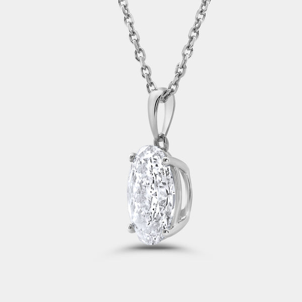 3 Carat Lab-Grown Diamond Oval-Shaped Classic Solitaire Pendant — GILDED New York