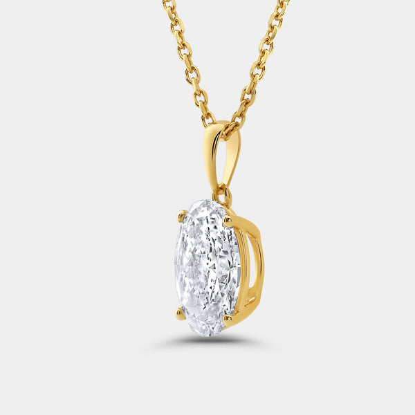 3 Carat Lab-Grown Diamond Oval-Shaped Classic Solitaire Pendant — GILDED New York